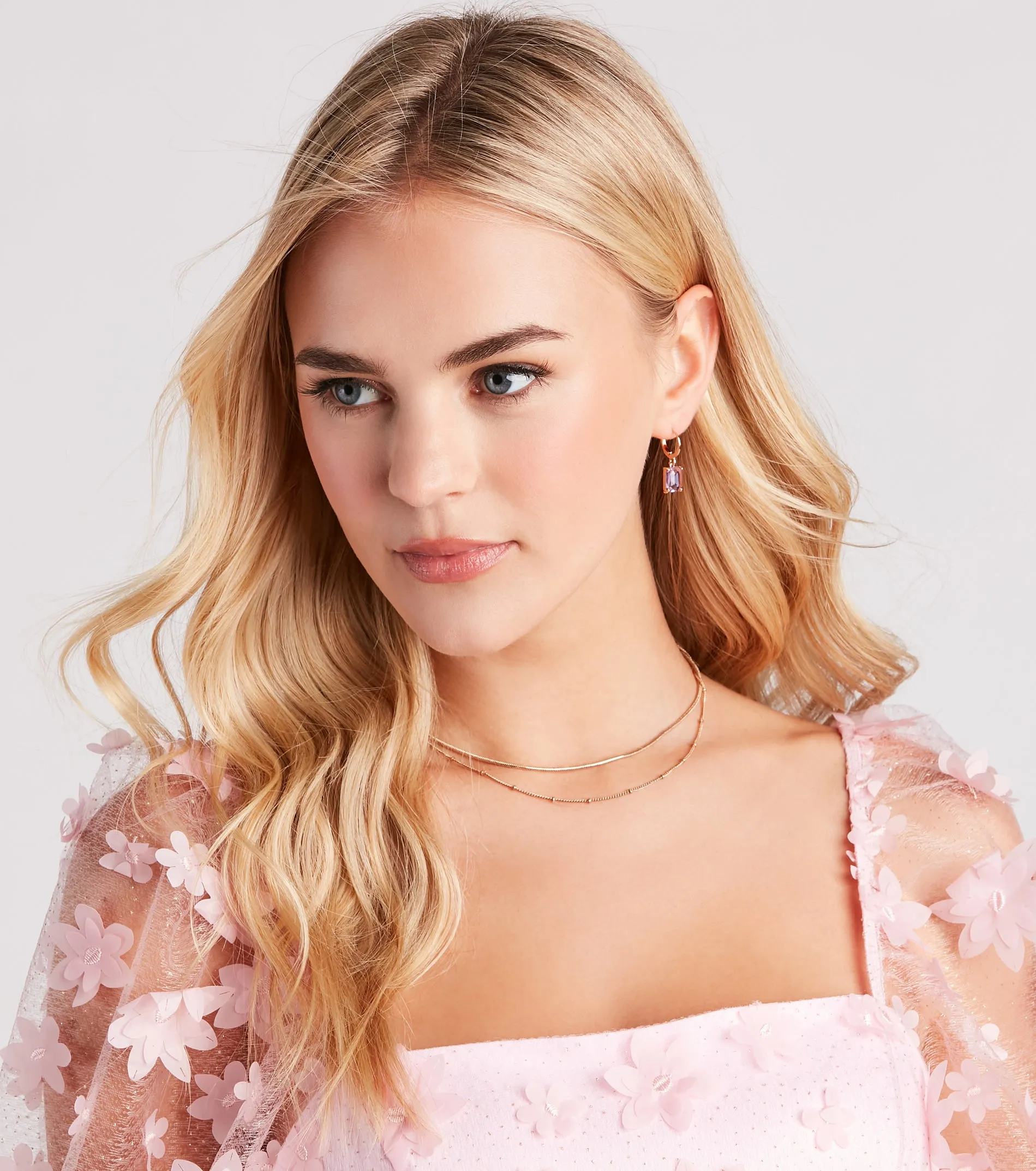 Glam Bliss Rhinestone Charm Hoop Earrings sold by Windsor product image thumbnail 2