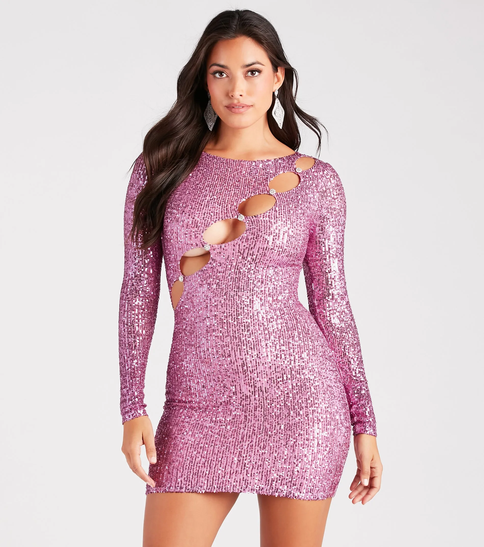 Cut To Perfection Sequin Rhinestone Button Dress sold by Windsor product image thumbnail 5
