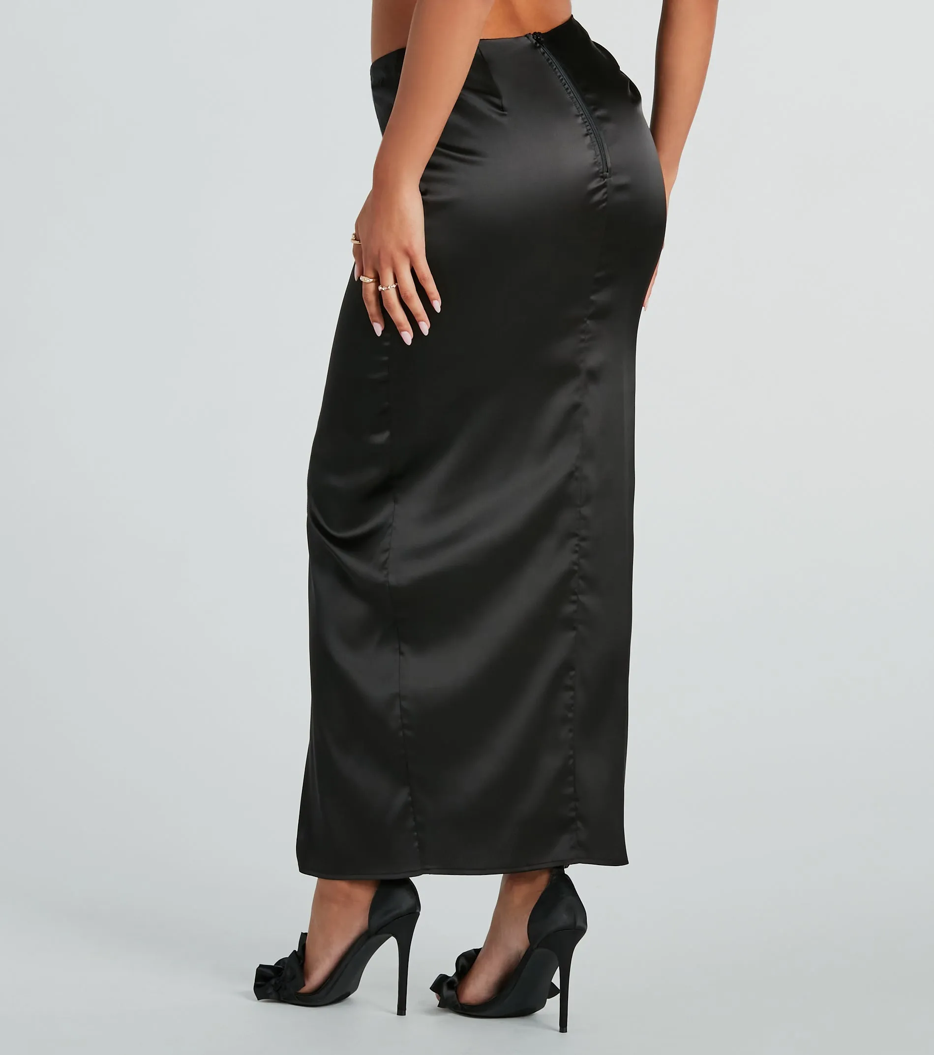 Gorgeous Impression High Slit Satin Midi Skirt sold by Windsor product image thumbnail 3