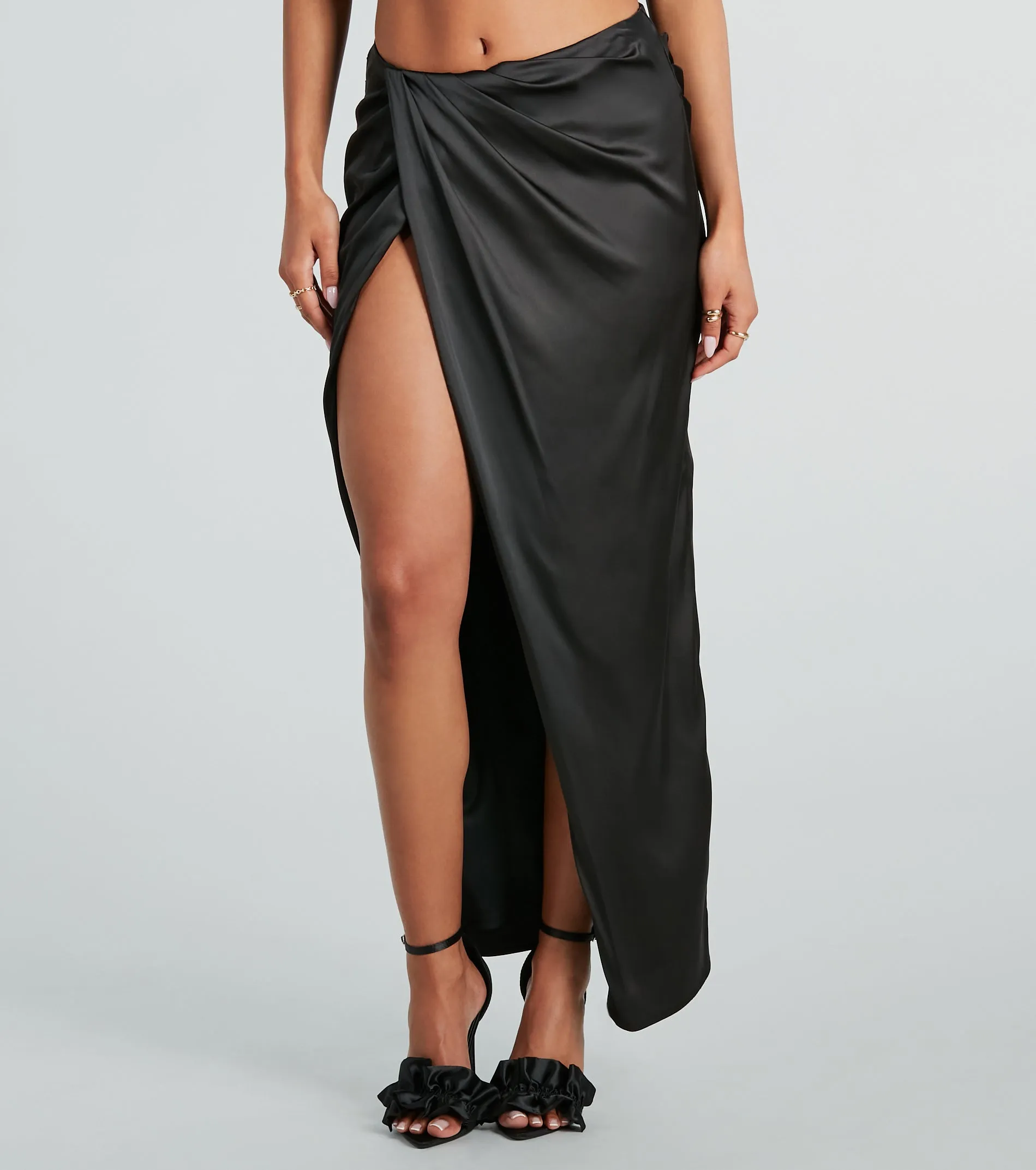 Gorgeous Impression High Slit Satin Midi Skirt sold by Windsor product image thumbnail 2