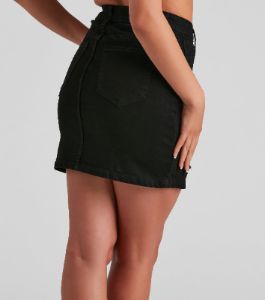 Ally High Rise Denim Mini Skirt by Windsor Denim sold by Windsor