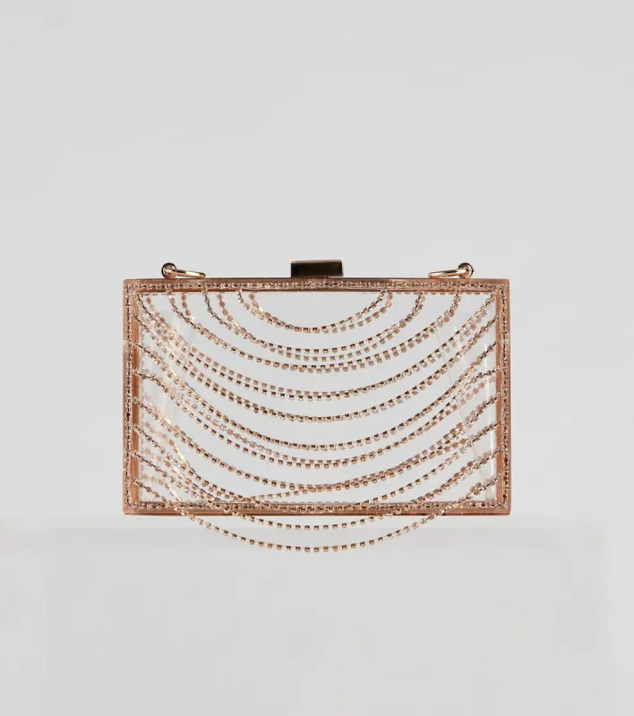 Dripping In Glamour Rhinestone Box Clutch sold by Windsor