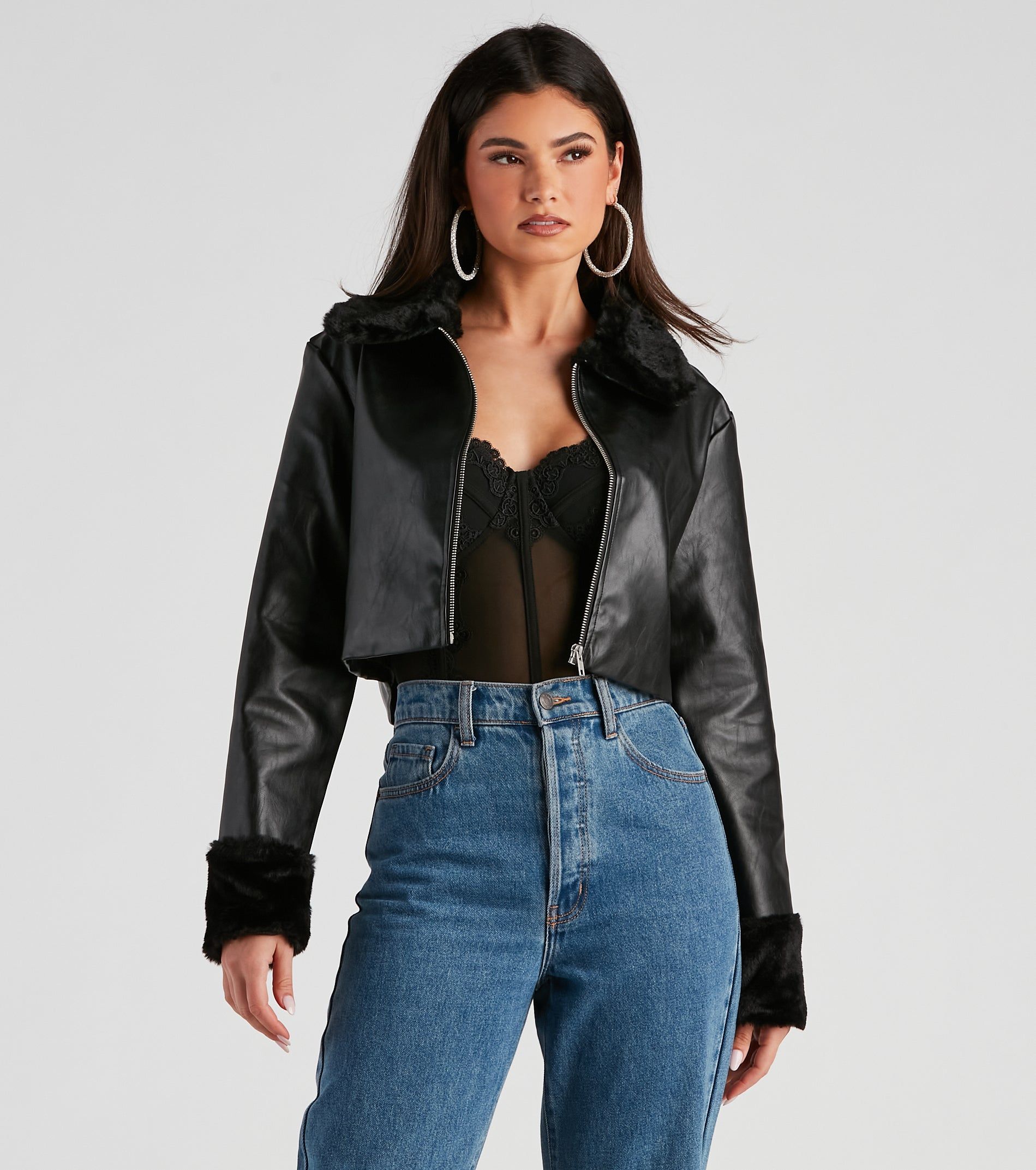 Downtown Style Faux Fur Moto Jacket sold by Windsor