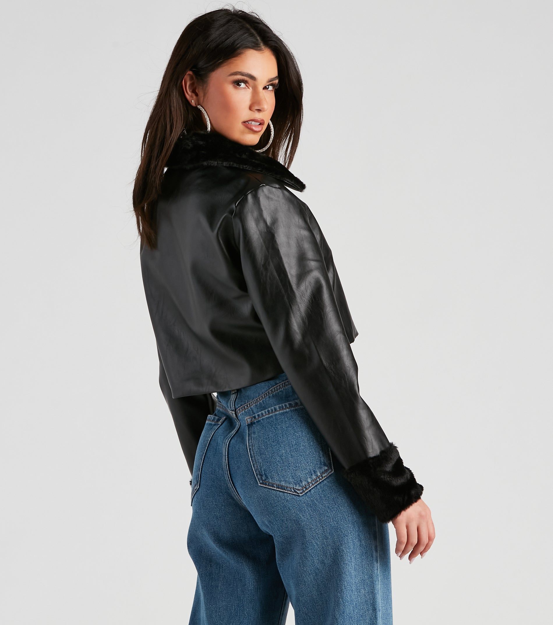 Downtown Style Faux Fur Moto Jacket sold by Windsor product image thumbnail 2