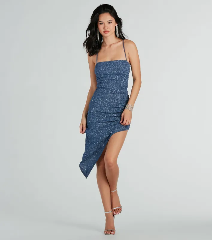 Gorgeous Showstopper Glitter Lace-Up Midi Dress sold by Windsor