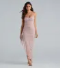 CLEARANCE - One Last Dance Glitter Asymmetric Ruffled Maxi Dress sold by Windsor