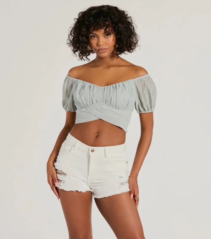 Darling Expression Puff Sleeve Tie Back Crop Top sold by Windsor