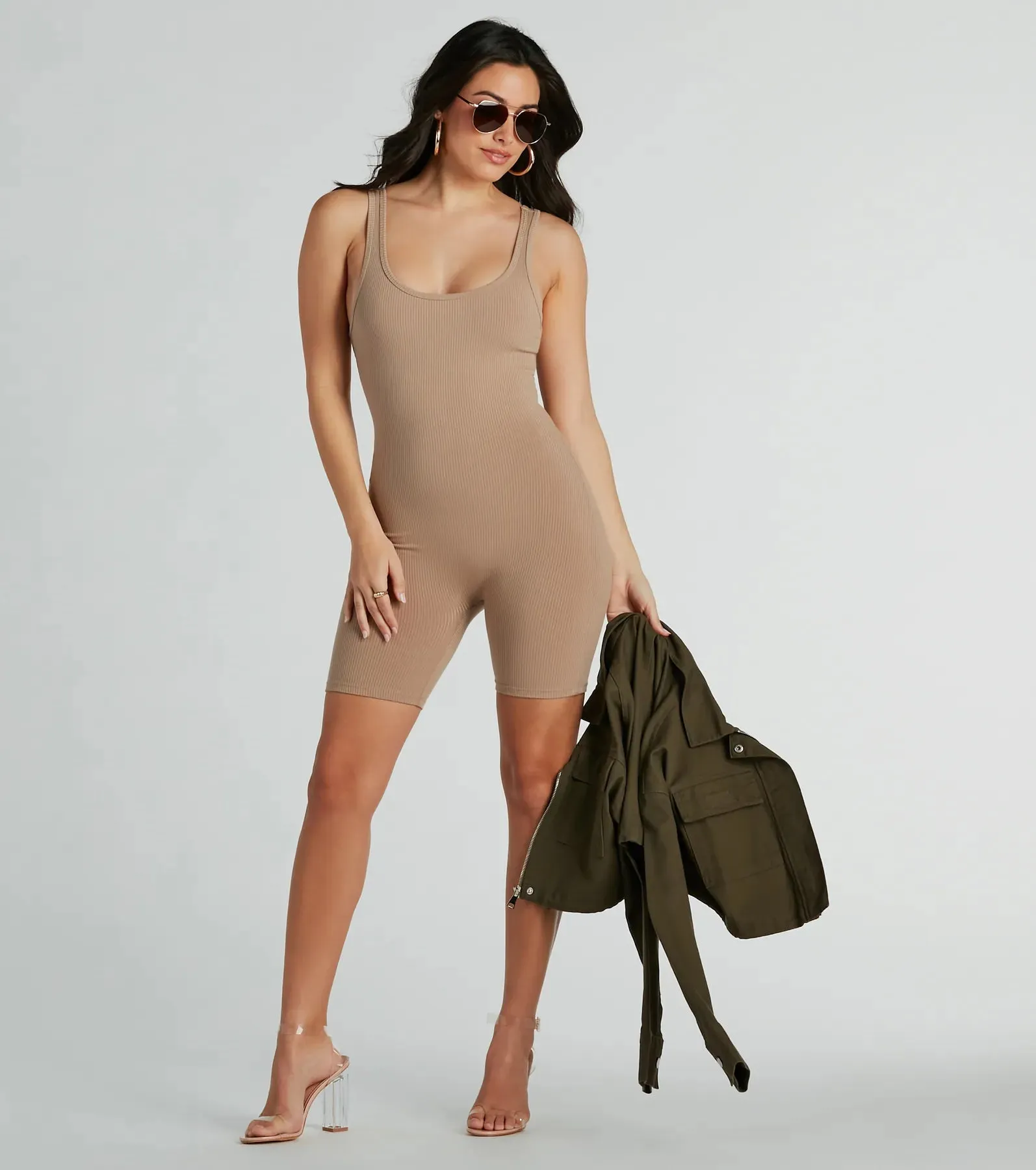 Casual Encounters Scoop Neck Knit Tank Romper sold by Windsor