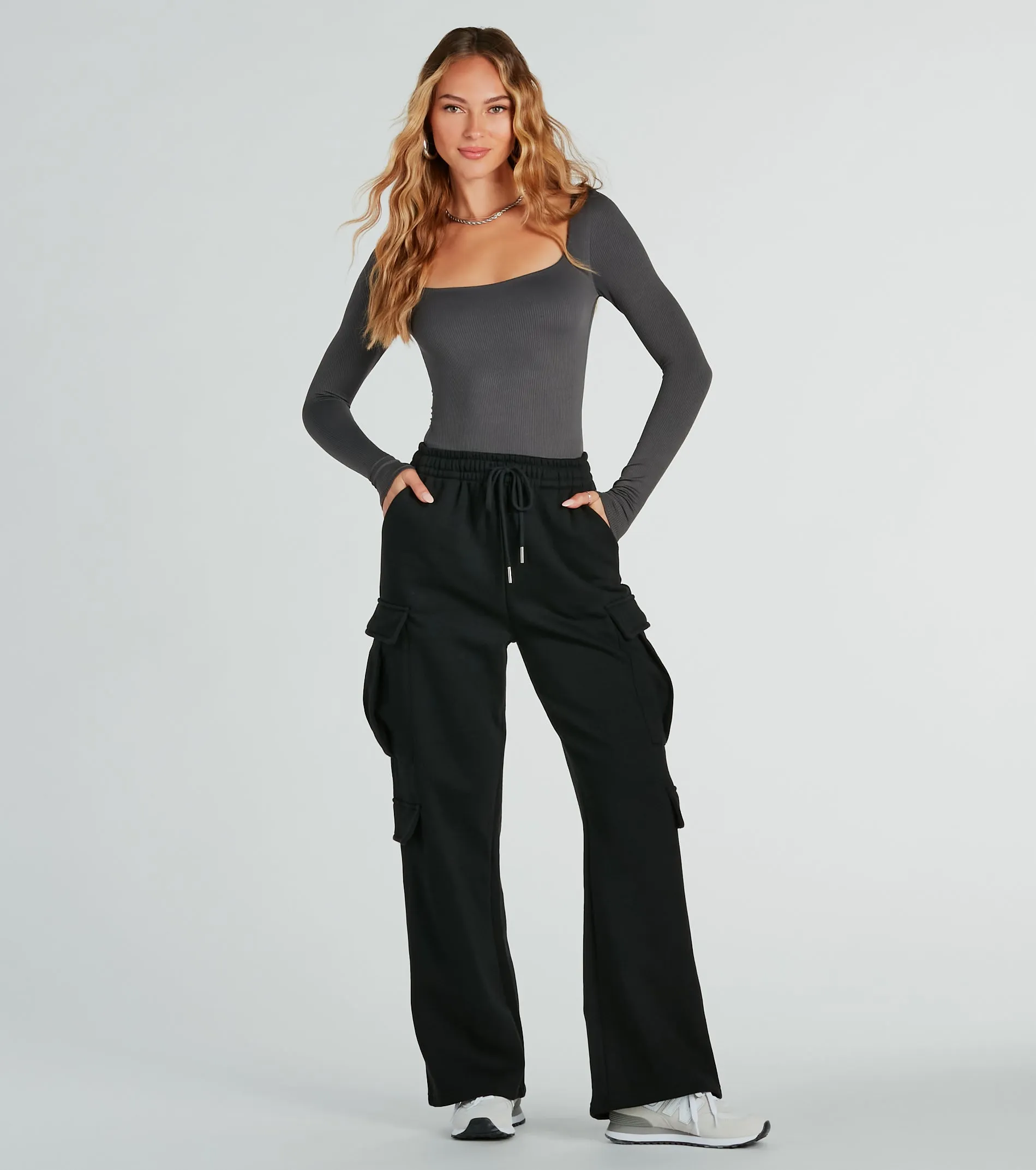 Kicking Back Cargo Wide-Leg Sweatpants sold by Windsor