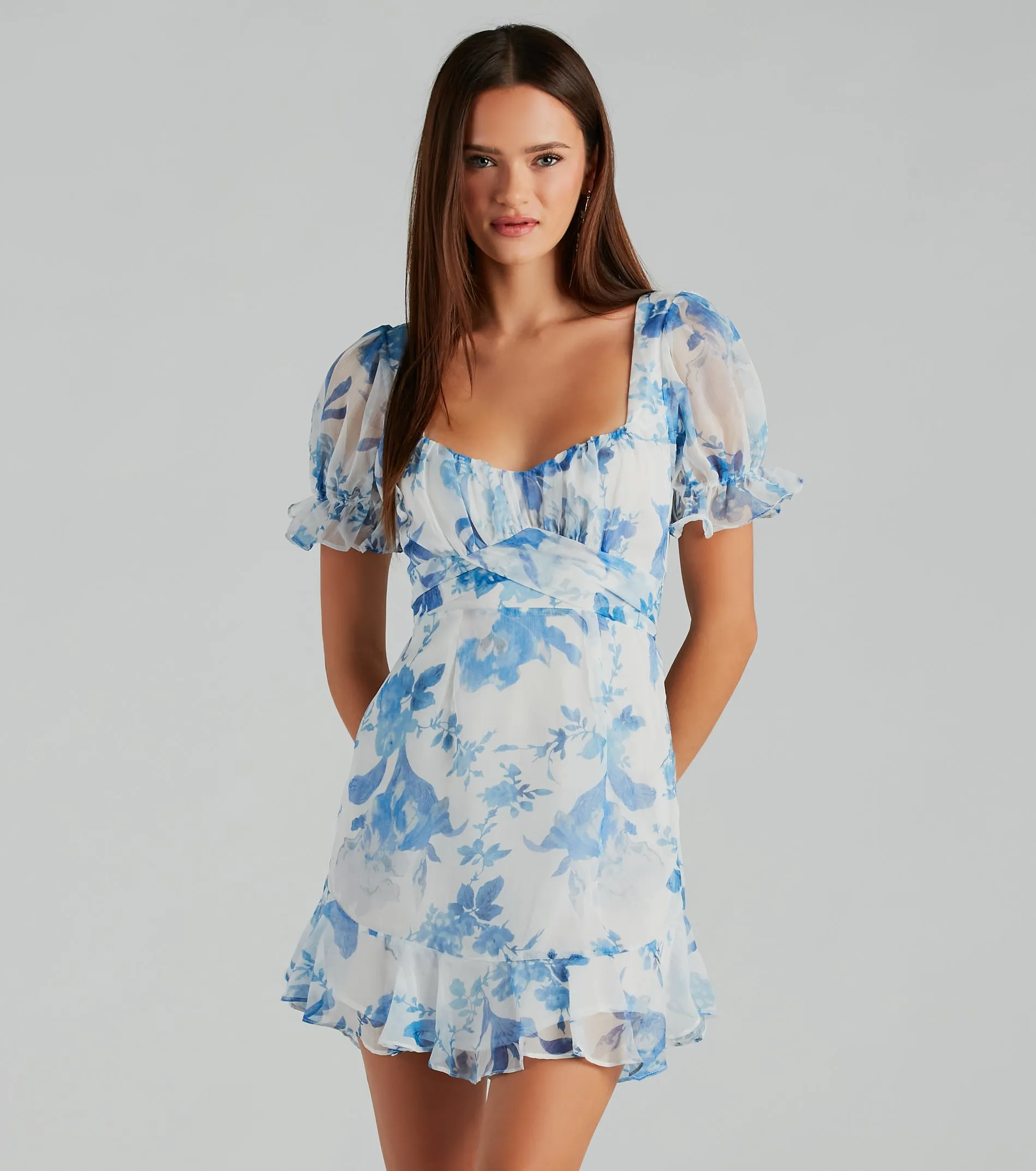 Sweet Choice Floral Chiffon A-Line Mini Dress sold by Windsor