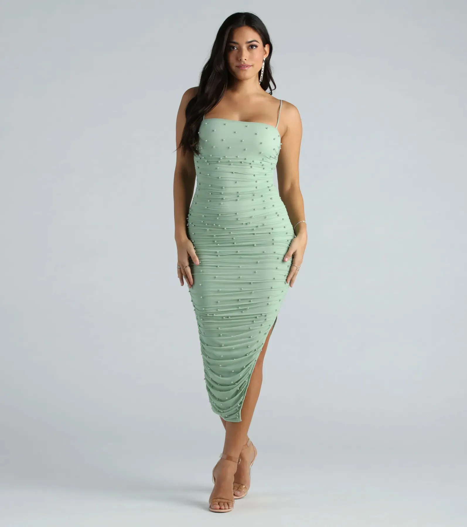 Not Your Average Pearl Mesh Midi Dress sold by Windsor