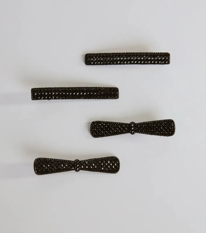 Chic Glam Rhinestone Studded Hair Barrette Set sold by Windsor