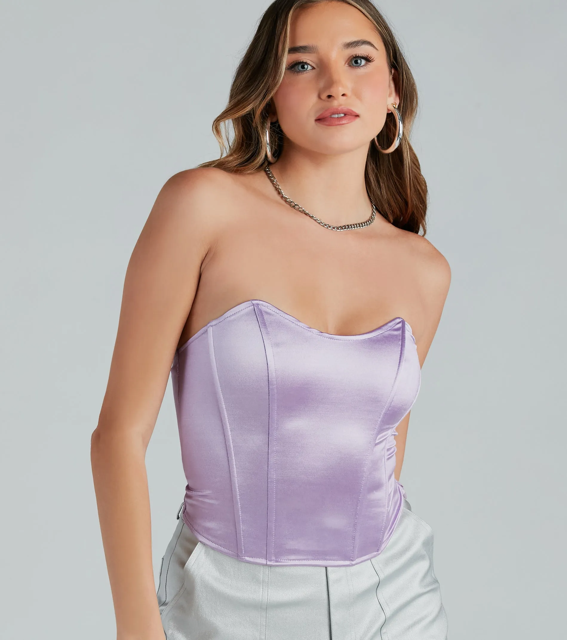 Smooth Criminal Satin Strapless Bustier sold by Windsor