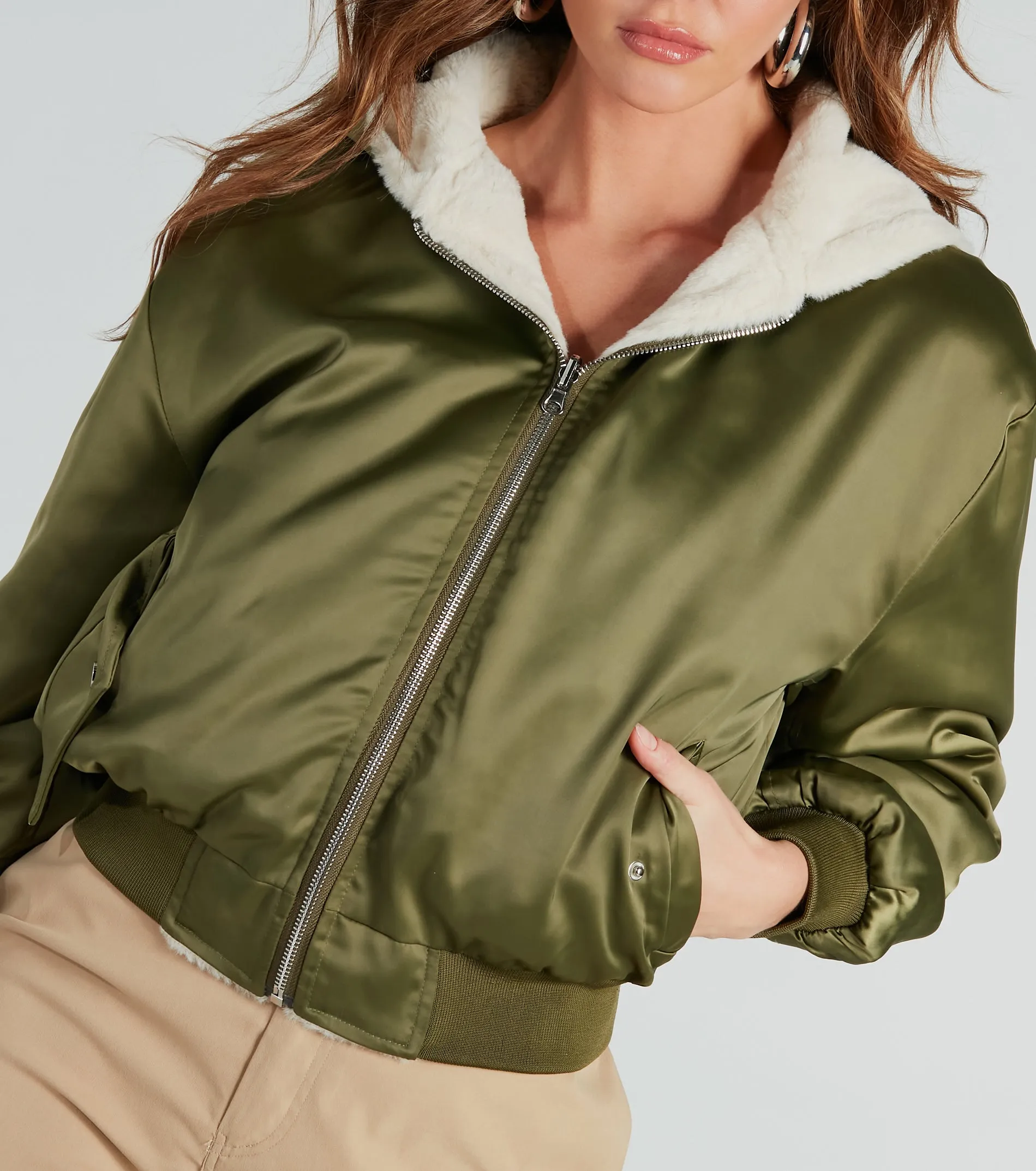 Like No Other Reversible Satin Bomber Jacket sold by Windsor product image thumbnail 5