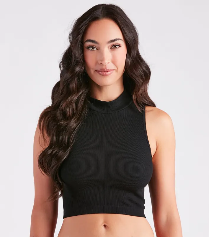Iconic Staple Seamless Mock Neck Bra Top sold by Windsor