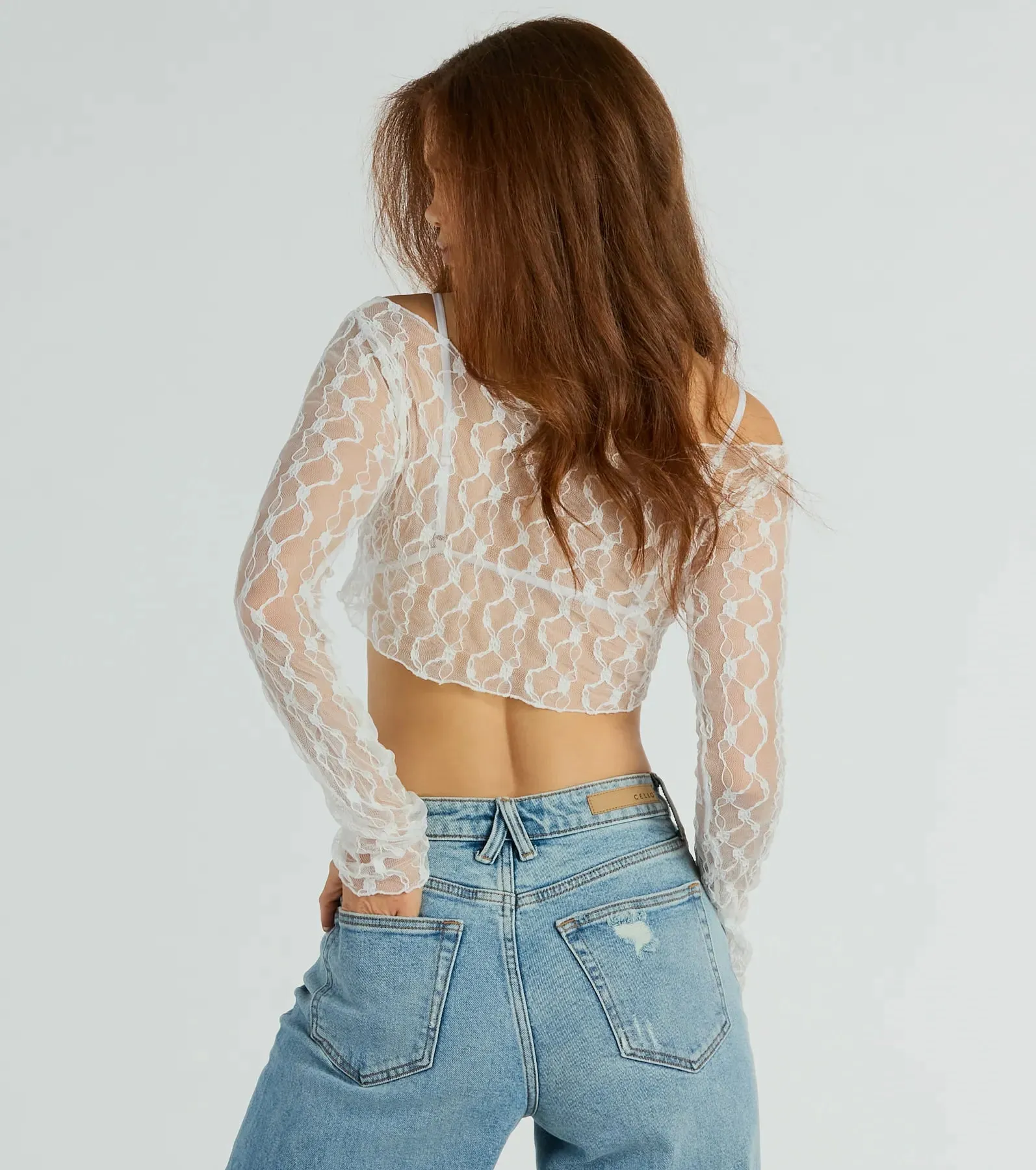 Call The Shots Long Sleeve Texture Crop Top sold by Windsor product image thumbnail 2