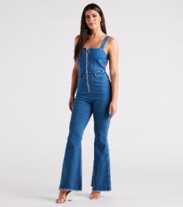 Made You Look Open Back Denim Jumpsuit sold by Windsor