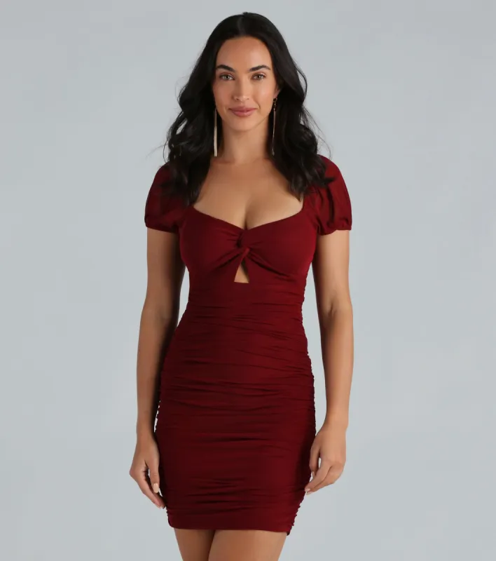 Fliratious Mood Ruched Bodycon Mini Dress sold by Windsor