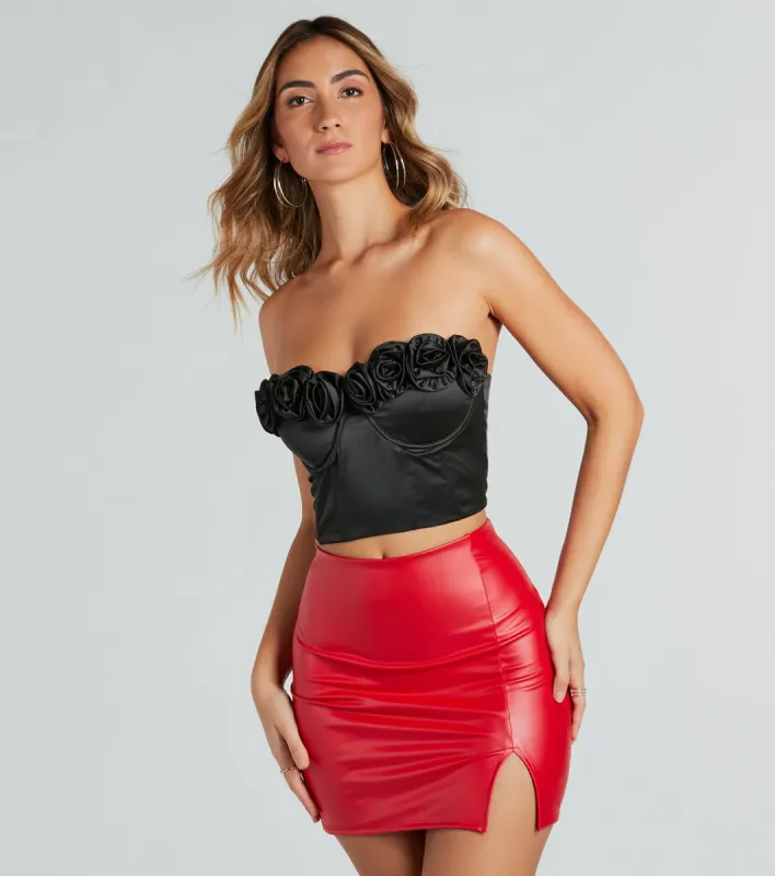 Dreamy Aesthetic Satin Rosette Bustier sold by Windsor