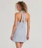 Pretty In Italy Halter Button Striped Mini Dress sold by Windsor