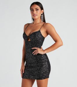 Glitzy Girl Glitter Mesh Mini Dress sold by Windsor