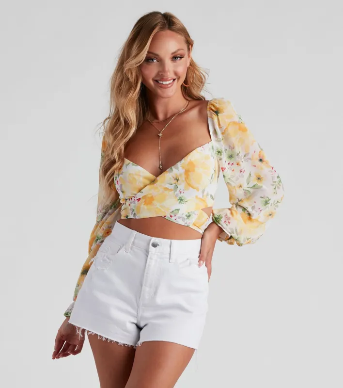 Floral Bloom Chiffon Crop Top sold by Windsor