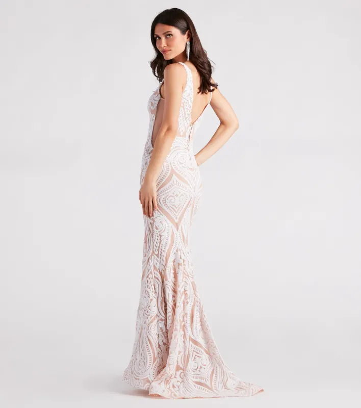 PLACEHOLDER - Mariah Formal Sequin Mesh Mermaid Dress sold by Windsor