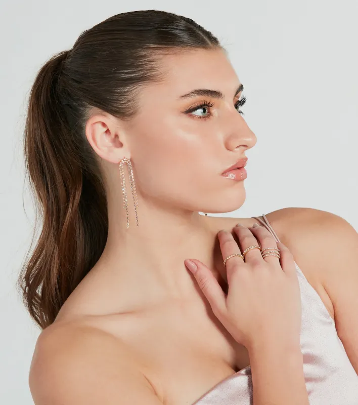 Raining Glitz Iridescent Rhinestone Fringe Earrings sold by Windsor