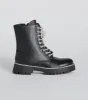 Glam Rockstar Rhinestone Lace-Up Combat Boots sold by Windsor