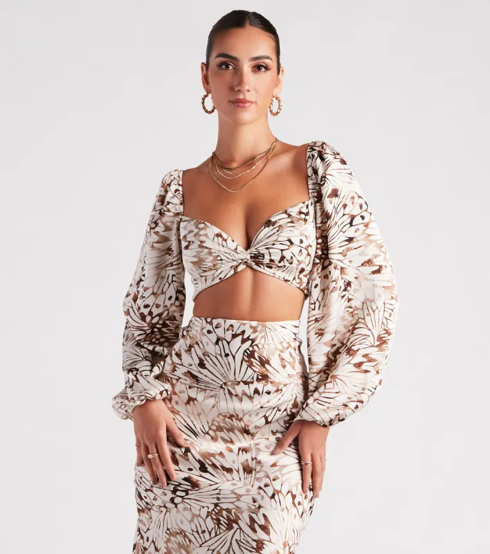 Fly By Satin Butterfly Crop Top sold by Windsor