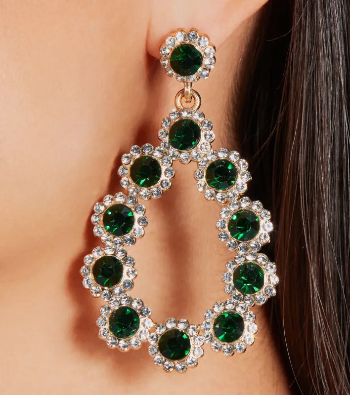 Lovely Gleam Emerald Rhinestone Earrings sold by Windsor