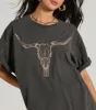 Giddy Up Cowgirl Longhorn Oversized Graphic Tee sold by Windsor