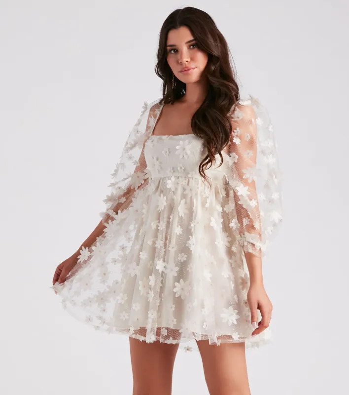 Sunshine Daisy Flower Mesh Skater Dress sold by Windsor