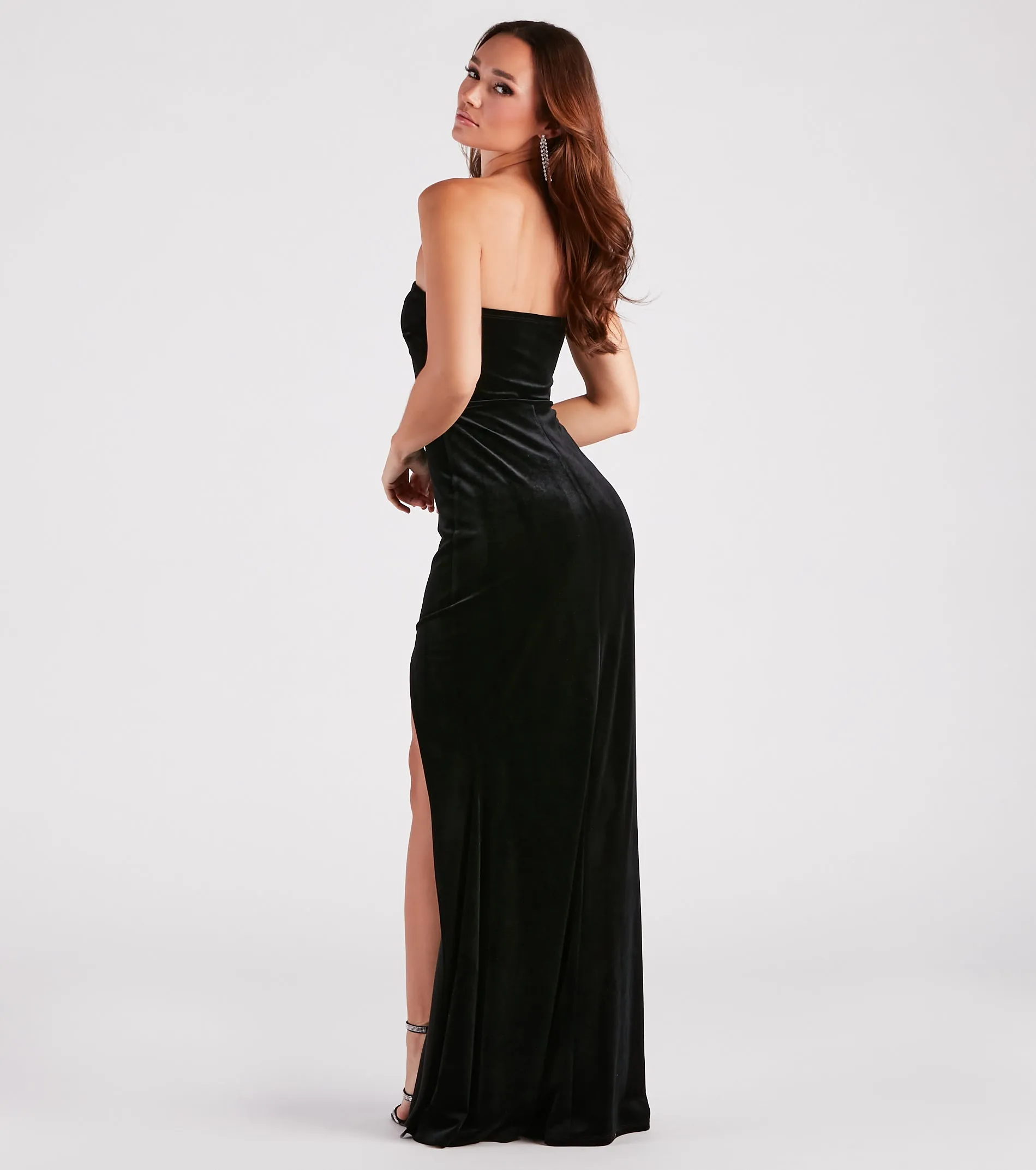 Thalia Formal Velvet High Slit Mermaid Dress sold by Windsor product image thumbnail 2
