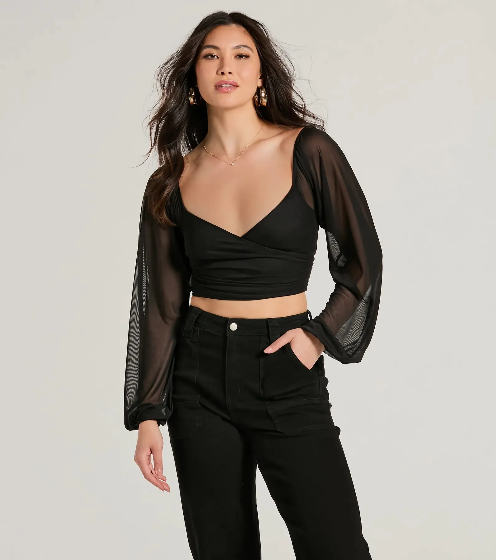 Ahead Of The Trend Surplice V-Neck Crop Top sold by Windsor product image thumbnail 5