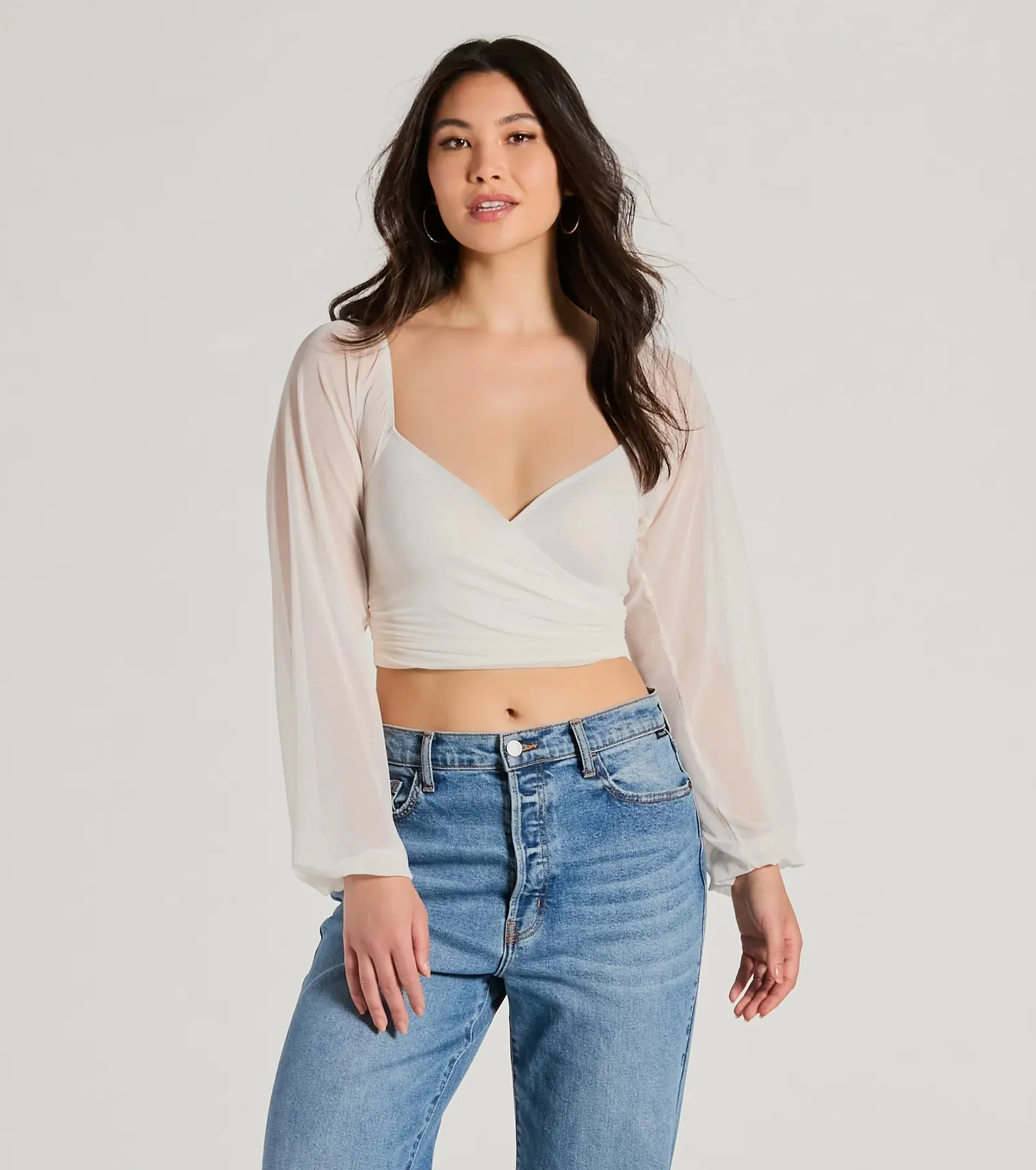 Ahead Of The Trend Surplice V-Neck Crop Top sold by Windsor