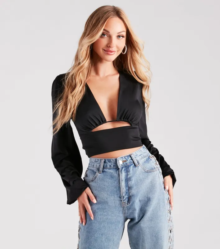 Blown Away Plunge Tie-Back Crop Top sold by Windsor