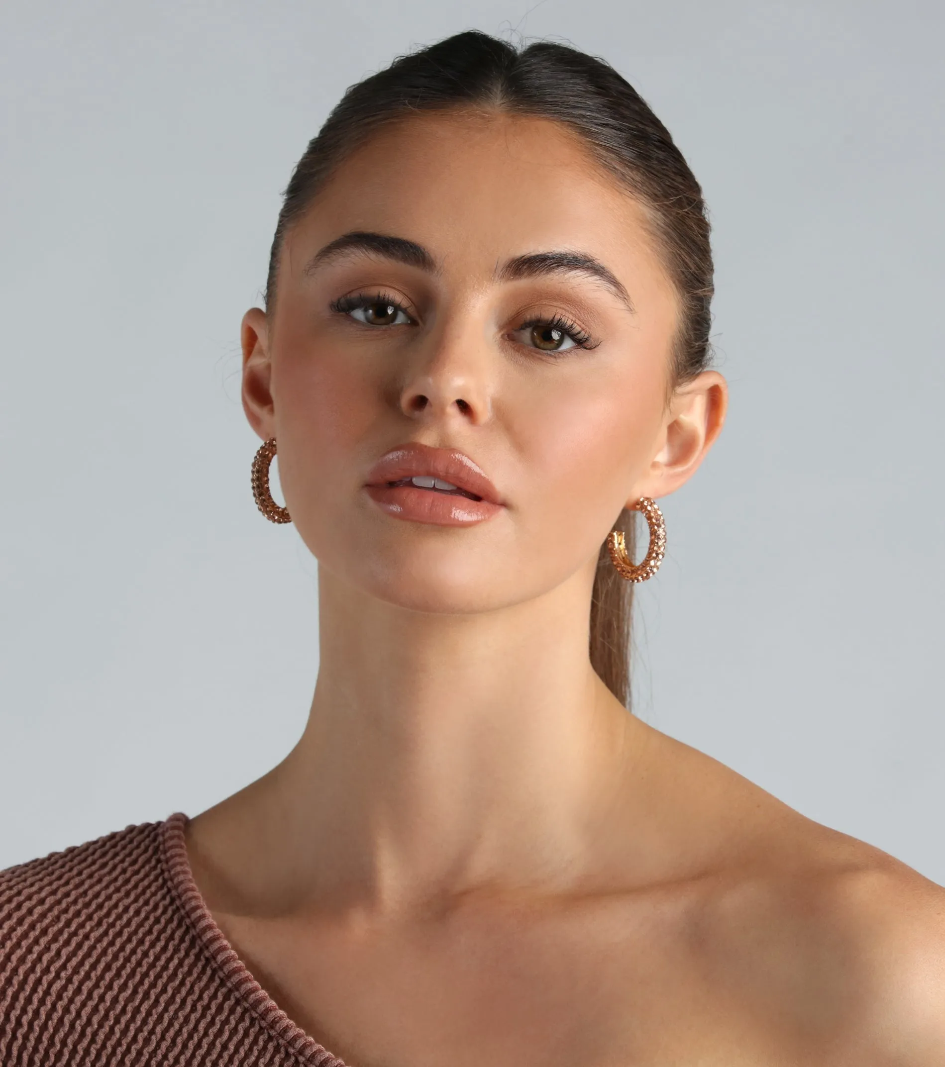 So Glitzy Small Rhinestone Hoop Earrings sold by Windsor