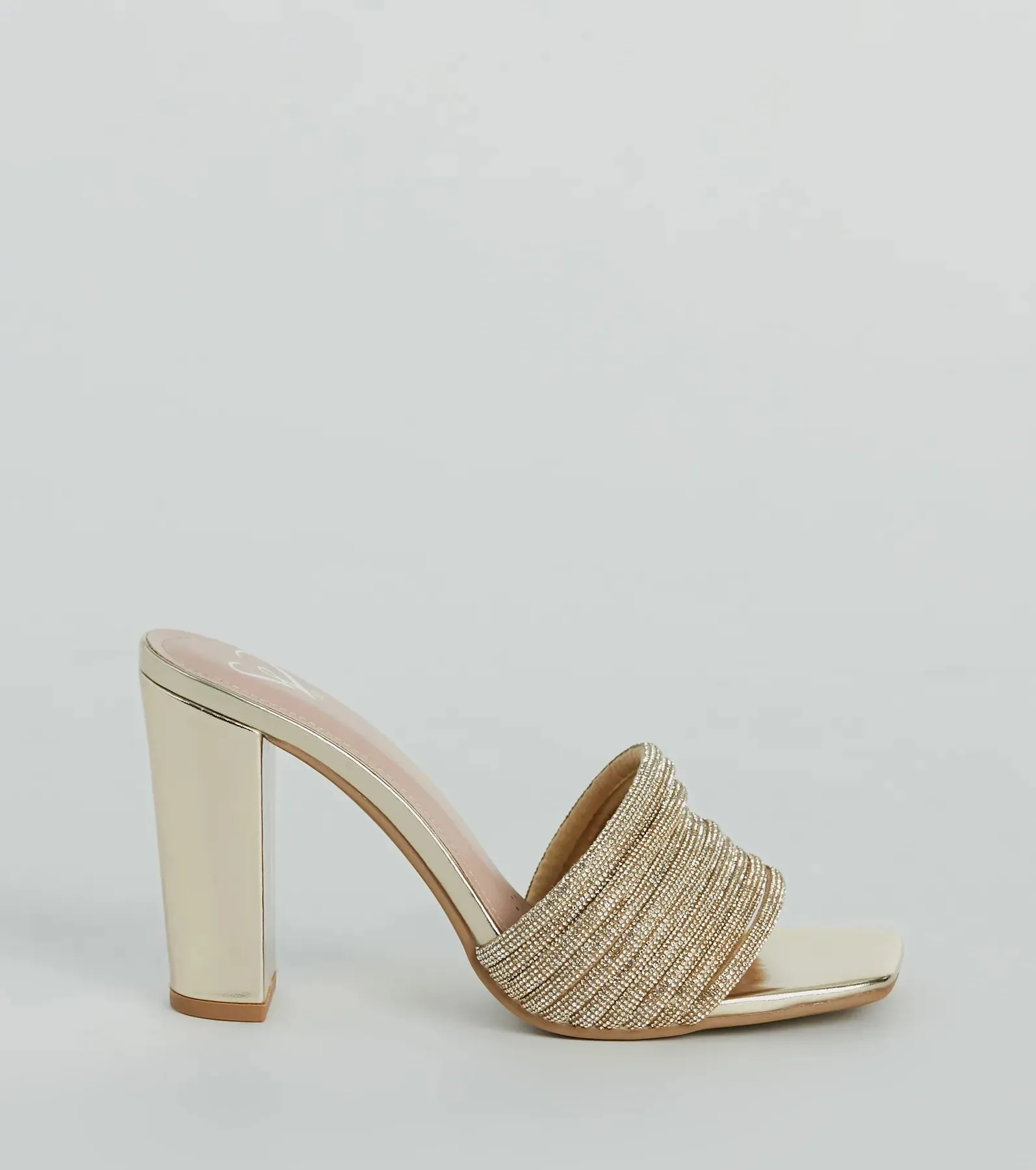 Glam Radiance Rhinestone Strap Metallic Mules sold by Windsor product image thumbnail 2