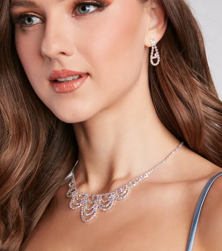 Gorgeous Glitz Rhinestone Necklace And Earrings Set sold by Windsor