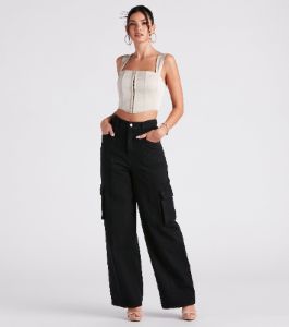 Meant To Be Satin Lace Up Corset Top sold by Windsor