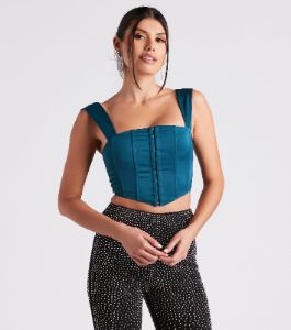 Meant To Be Satin Lace Up Corset Top sold by Windsor