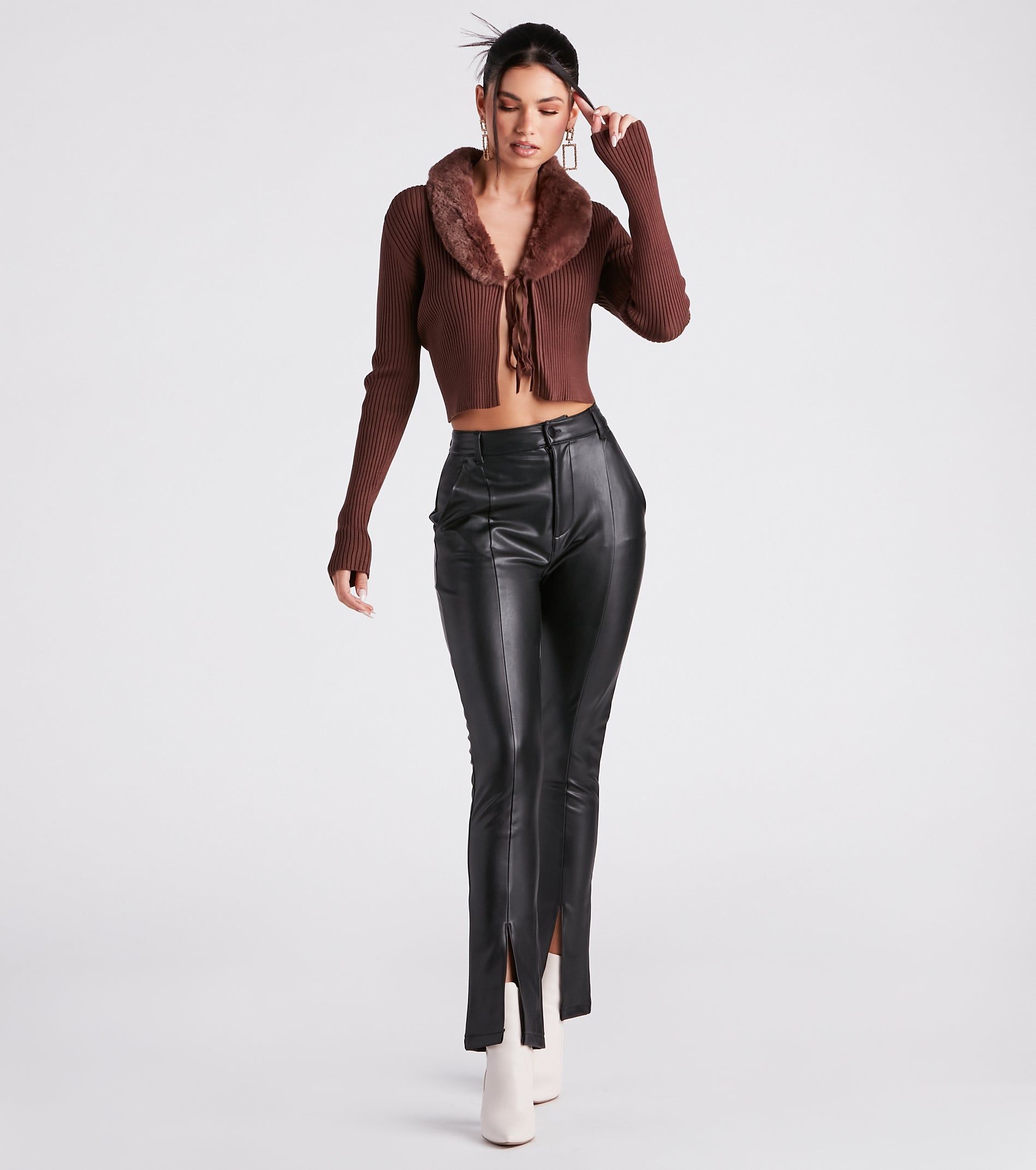 Fur Real Slay Knit Crop Cardigan sold by Windsor product image thumbnail 3