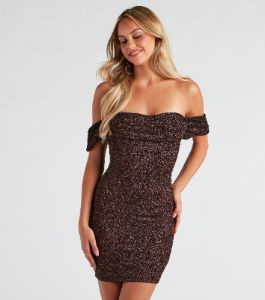 Night Out Glamour Glitter Mini Dress sold by Windsor