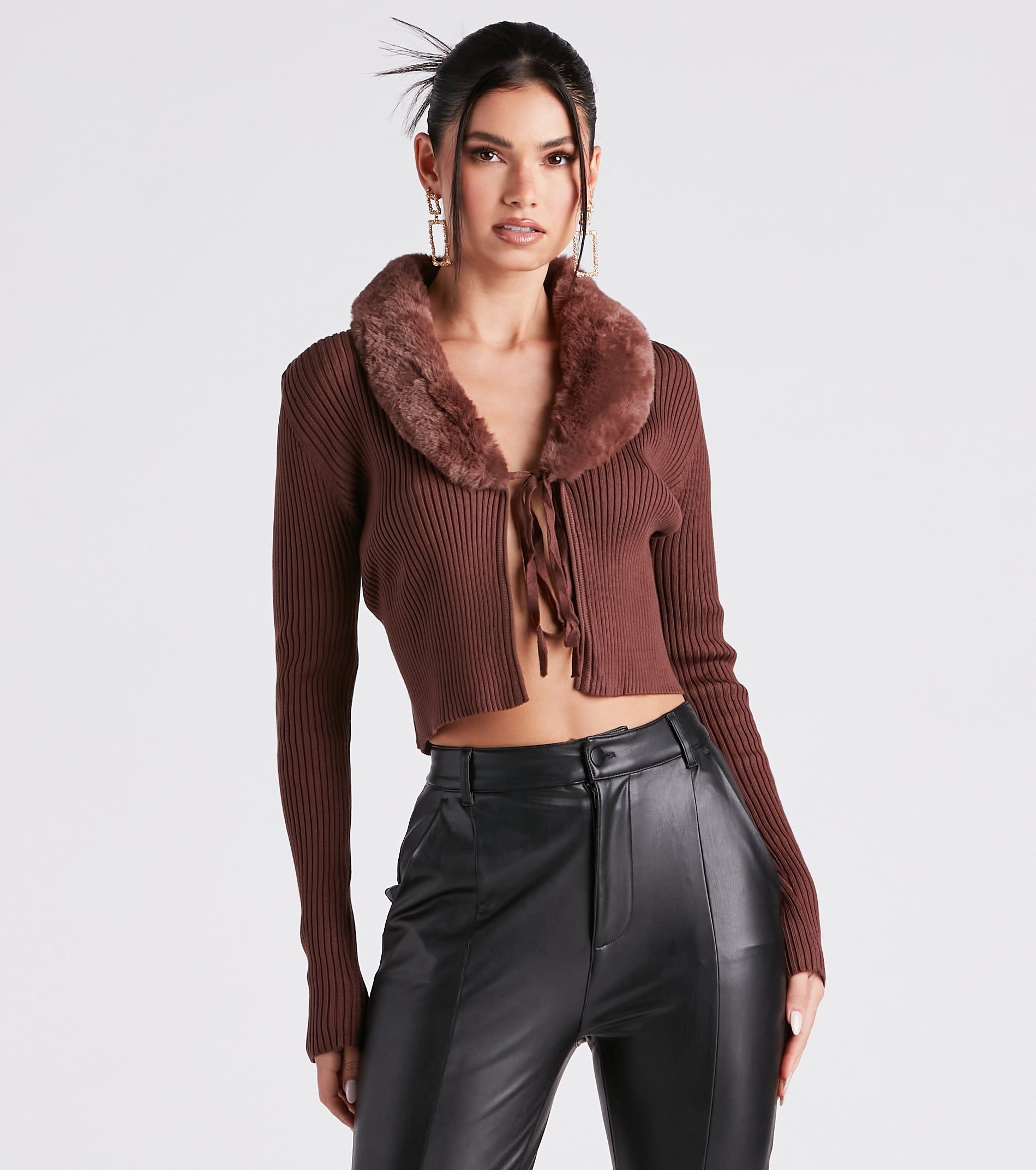 Fur Real Slay Knit Crop Cardigan sold by Windsor