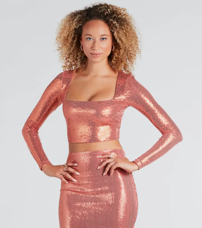 Enticing Sparkle Sequin Crop Top sold by Windsor