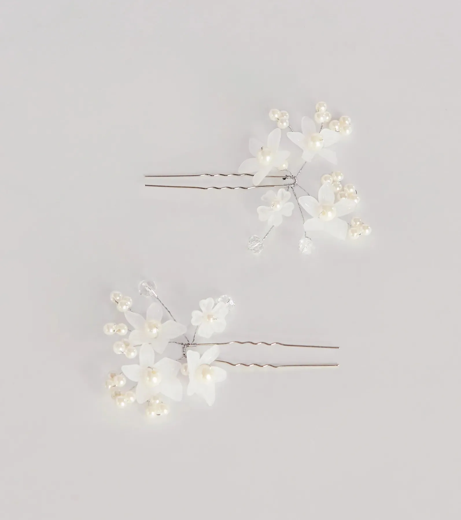 Luxe Pearl Faux Crystal Beaded Flower Hair Pin Set sold by Windsor