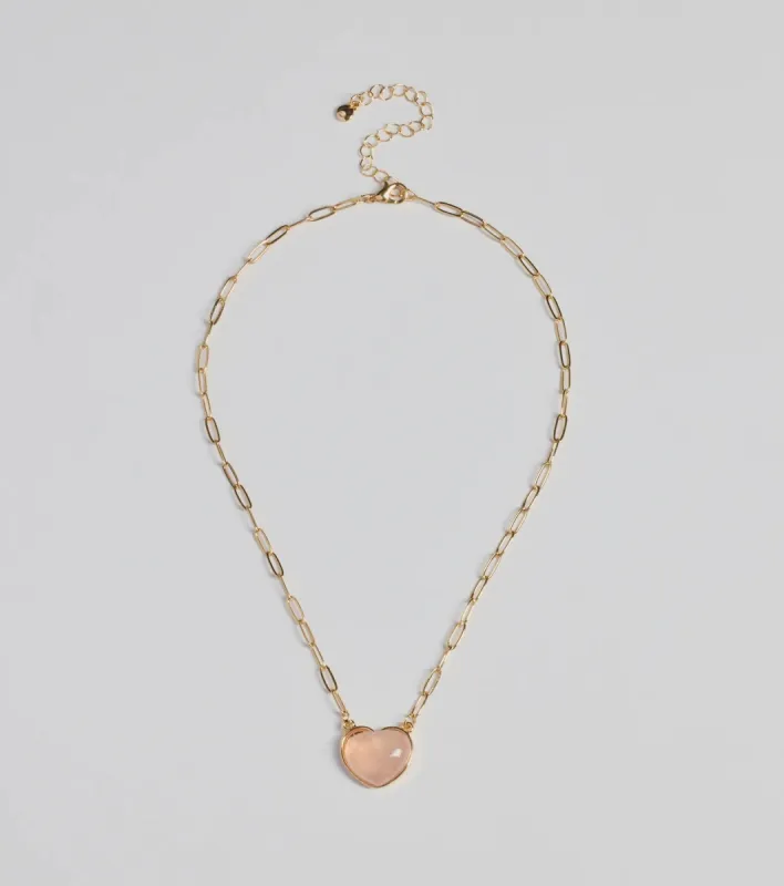 Pretty Aura Rose Quartz Heart Charm Necklace sold by Windsor