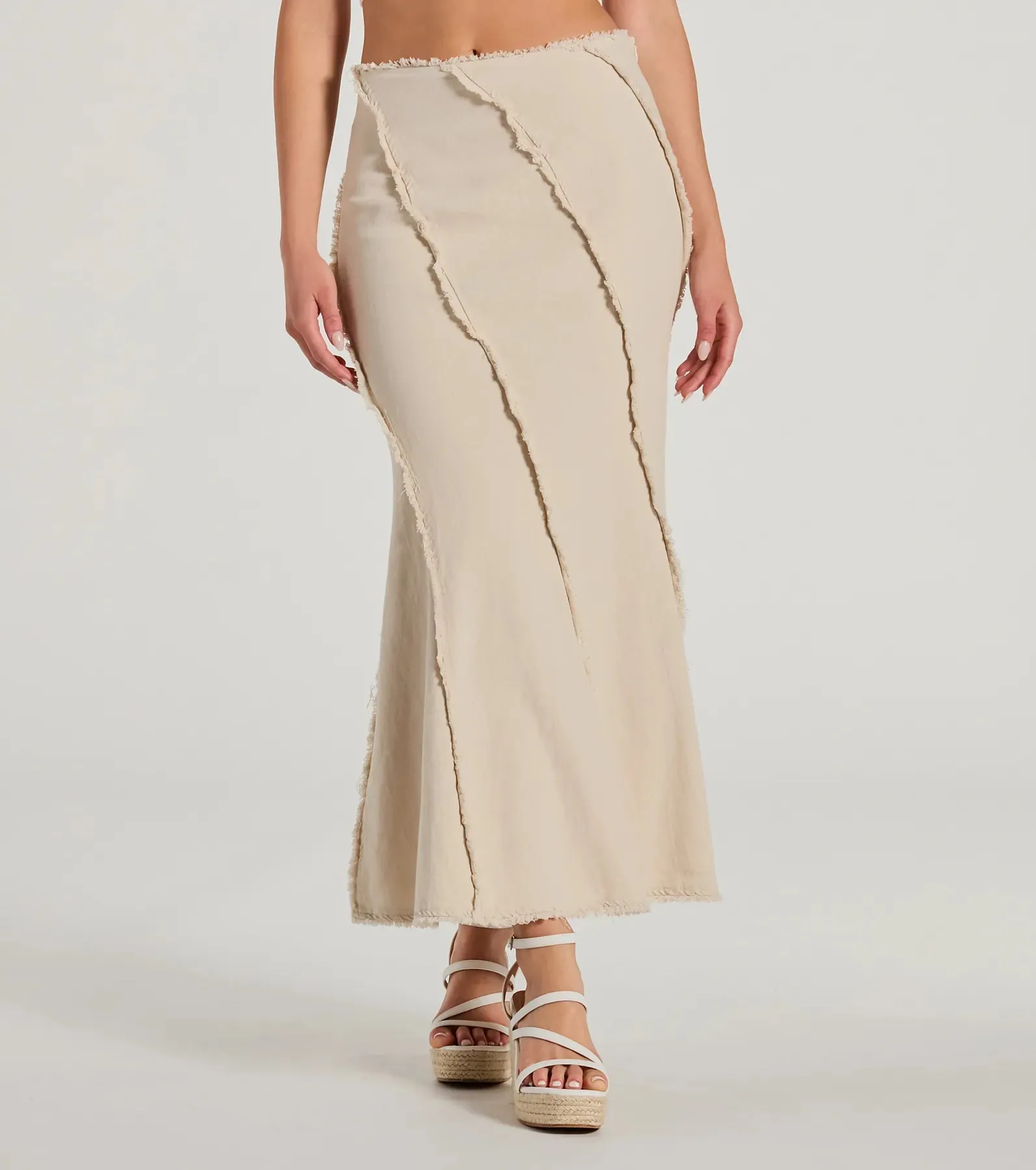 Full Of Trendiness High-Rise Fray A-Line Maxi Skirt sold by Windsor product image thumbnail 2