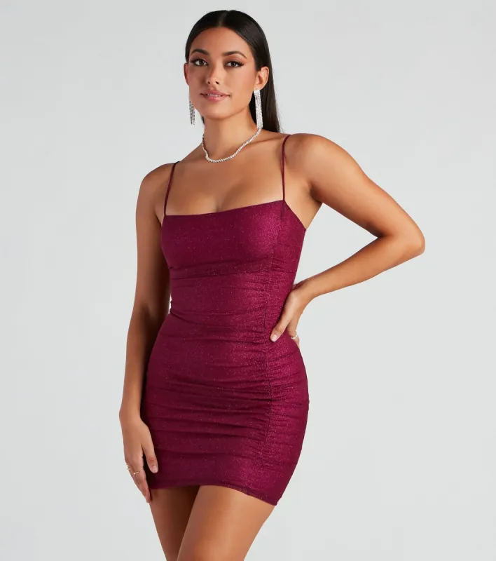 Shimmer And Glimmer Glitter Mesh Mini Dress sold by Windsor
